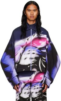 Gerrit Jacob Navy & Purple Printed Denim Jacket