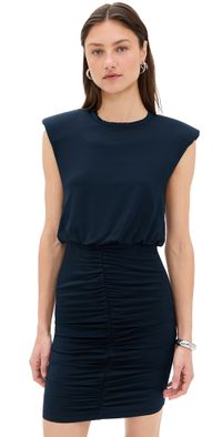 ROTATE Slinky Ruched Mini Dress Sky Captain 34