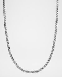 4mm Men's Wheat Chain Necklace in Silver