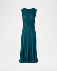 Metallic Silk Rib-Knit Midi Dress