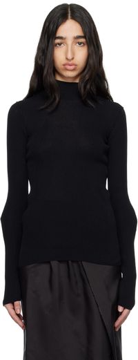 MM6 Maison Margiela Black Elbow Patch Turtleneck