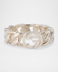 Men's Sterling Silver Gucci Interlocking Chain Ring