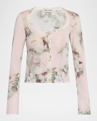 Printed Lightweight Merino Wool Cardigan