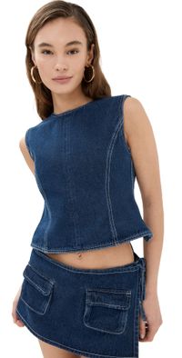 Lioness Countryside Top Blue Denim XXL