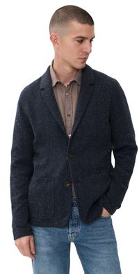 Marine Layer Pacifica Stretch Twill Blazer Dark Herringbone S