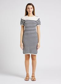 La Petite Francaise - Robe marinière col rond en coton mélangé - Taille 3 - Bleu