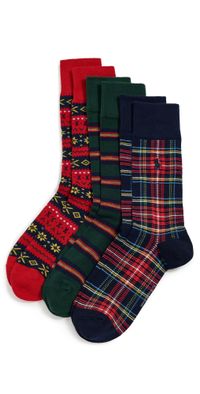 Polo Ralph Lauren Holiday Novelty Socks 3 Pack Red 10-13