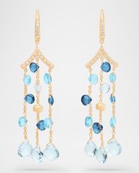 18K Yellow Gold Mixed Topaz Three-Strand Chandelier Earrings