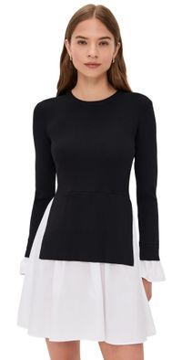 English Factory Knit Combo Dress Black S