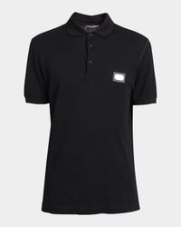 Men's Basic Polo Shirt with Logo Plaque