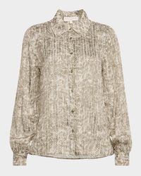 Pauline Button-Front Silk Blouse