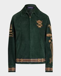 Jessa Equestrian-Printed Suede Coat