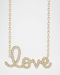 XL Diamond Love Necklace in 14K Yellow Gold