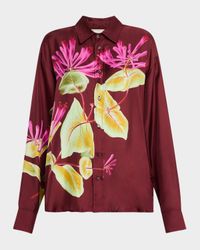 Floral-Print Organic Silk Shirt