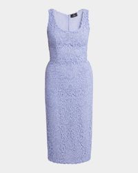 Lace Square-Neck Sheath Midi Dress
