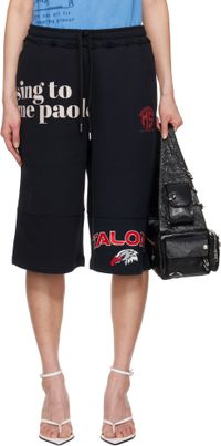 Marine Serre Black Regenerated Graphic Sweatshirts Drawstring Shorts