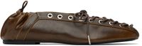 GANNI Khaki Oleatex Lace-Up Ballerina Flats