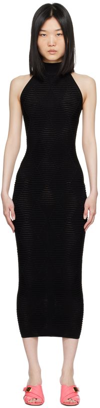 Balmain Black Argyle Midi Dress