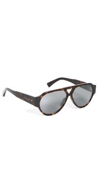 Bottega Veneta Bold Triangle Stud Pilot Sunglasses Havana-Havana-Grey One Size