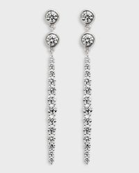 18K White Gold Diamond Drop Earrings, 2.06tcw, 1.75" drop
