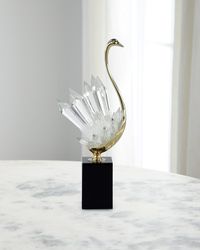 Crystalline Bird Sculpture on Black Base, Small