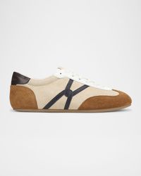 Riviera Mixed Leather Slim Trainer Sneakers