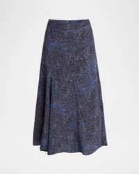 Hortensia Mosaic Flared Stretch Silk Skirt