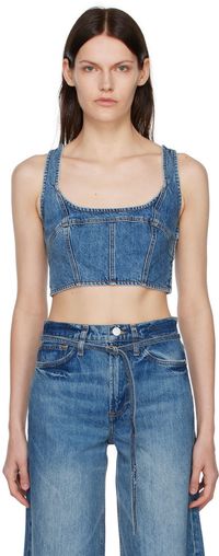 FRAME Blue Denim Tank Top