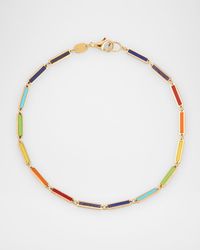 14K Yellow Gold Rainbow Inlay Station Bracelet
