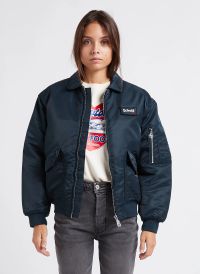 Schott - Blouson col classique oversize - Taille L - Bleu