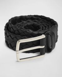 Men's Intreccio-Buckle Napa Leather Belt