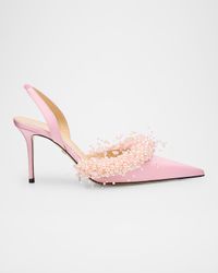 Floating Pearly Satin Slingback Pumps