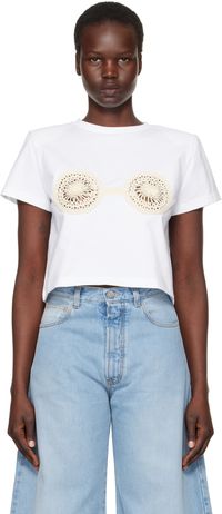 Magda Butrym White Crochet Bra T-Shirt