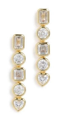 By Adina Eden CZ Multi Shape Bezel Drop Stud Earrings Gold One Size