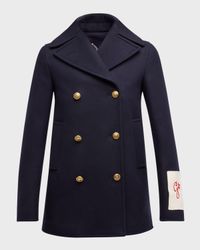 Wool Double-Breasted Button Peacoat