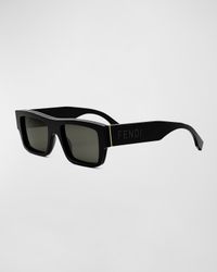 Men's Signature Rectangle Logo Sunglasses