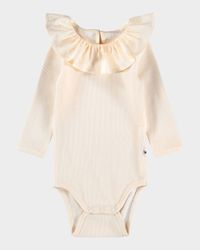Girl's Faye Ruffle-Collar Bodysuit, Size 3M-18M