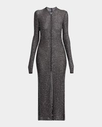 Front-Slit Sequin Metallic Knit Sweater