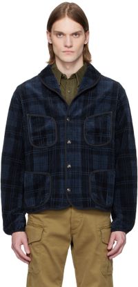 RRL Navy Plaid-Print Corduroy Jacket