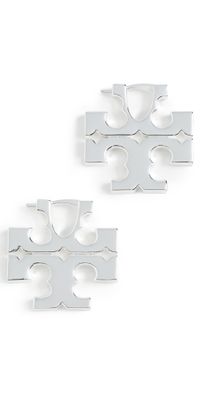 Tory Burch Icon Hidden Hoop Earrings Light Silver One Size