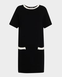 Fringe-Trim Ottoman Shift Dress