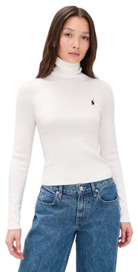 Polo Ralph Lauren Pima Cotton Shrunken Turtleneck White L