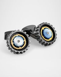 Men's Gold-Tone and Mother-Of-Pearl Rotating Gear Cufflinks