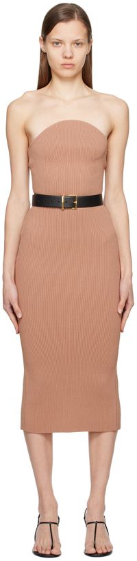 KHAITE Tan 'The Rumer' Midi Dress