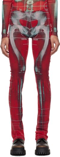 Jean Paul Gaultier SSENSE Exclusive Red & Blue Printed Squeletor Trousers