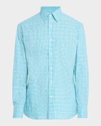 Men's Cotton Windowpane Check Sport Shirt