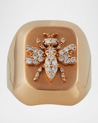 14k Honey Bee Ring with Diamonds, Size 7