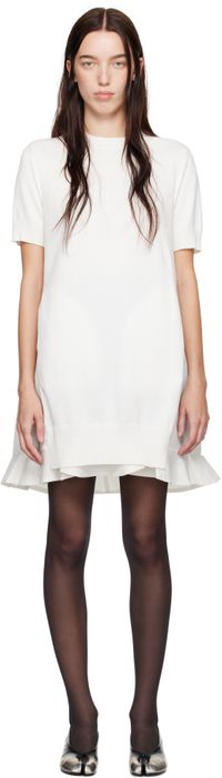 sacai Off-White Nylon Twill & Knit Minidress