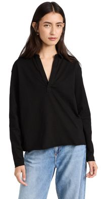 Frank & Eileen Popover Henley Tee Black L