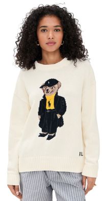 Polo Ralph Lauren Cotton Long Sleeve Crew Neck Pullover Clubhouse Cream Multi M